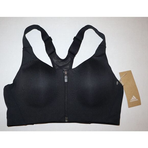 adidas FJ7172 Women's Sz 38B Black Front Zip Stronger For It Shaped Bra $90 - Picture 1 of 7